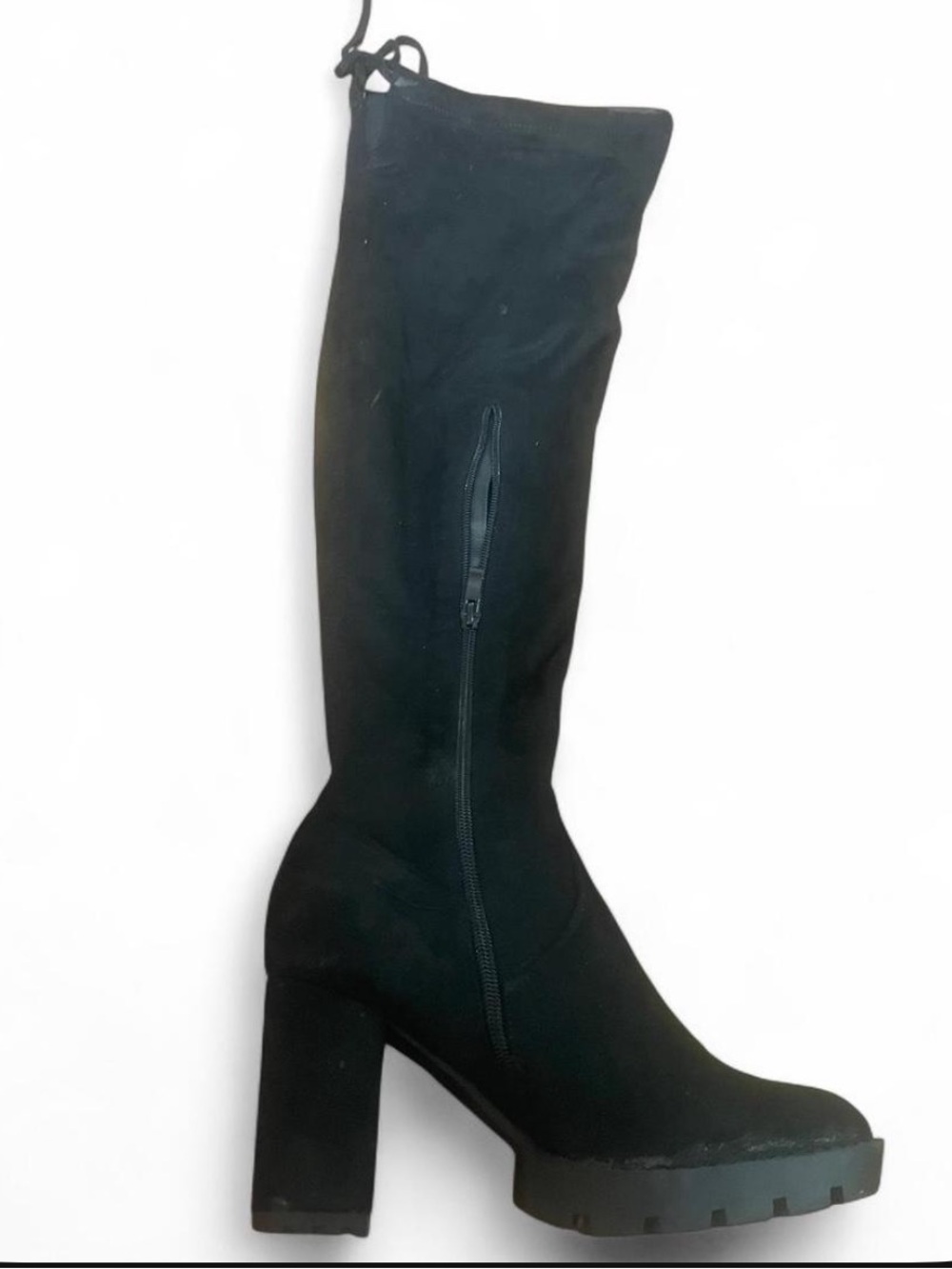 Women's Black High-Heel Knee Boot with Side Zip
